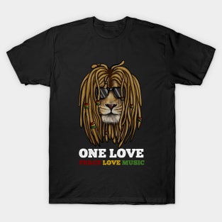 Rasta Lion, Peace Love Music, Jamaica T-Shirt